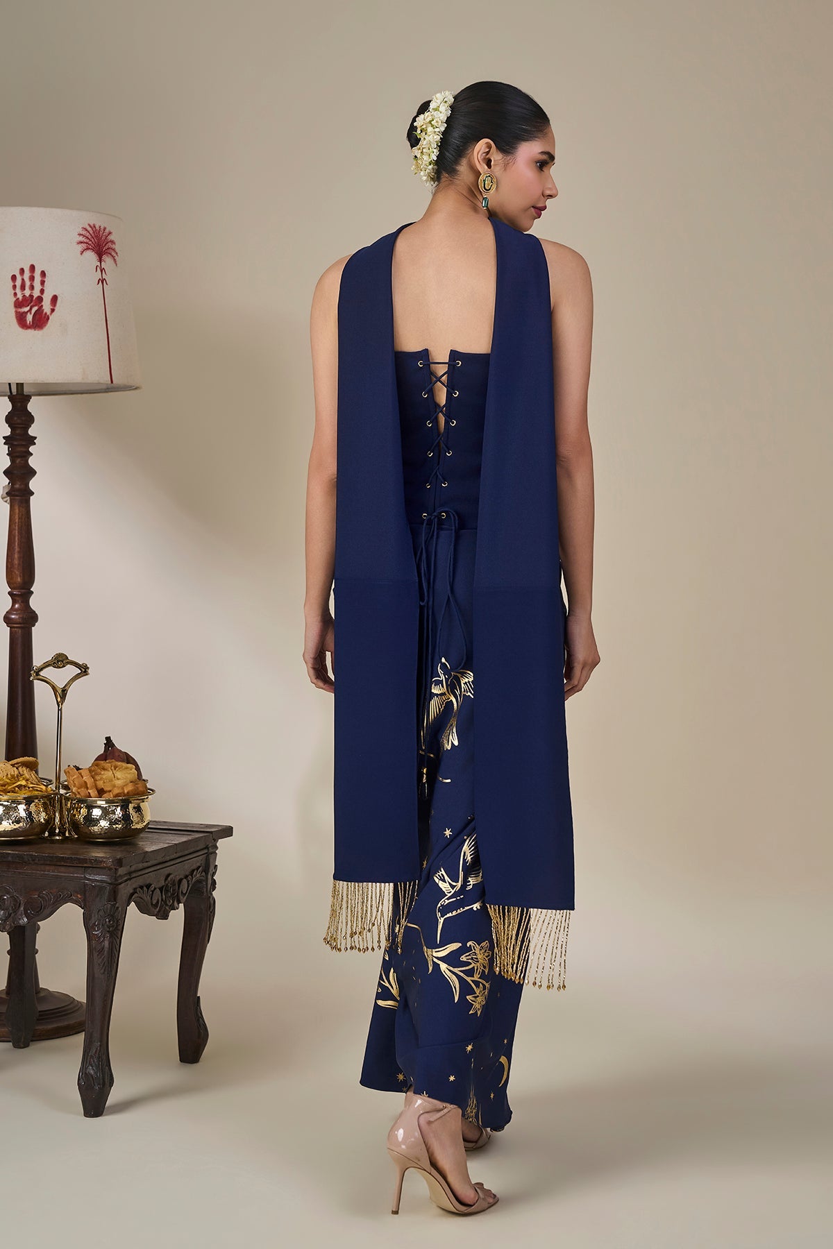 Blue Cosmic Birdsong Corset Set
