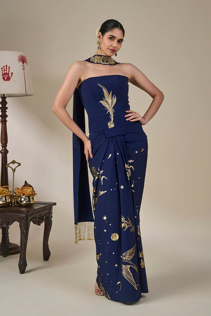 Blue Cosmic Birdsong Corset Set