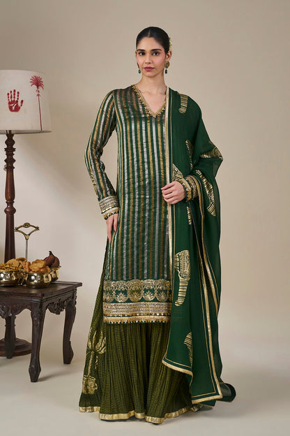 Green Kera Palm Anarkali Set