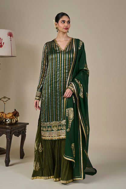 Green Kera Palm Anarkali Set