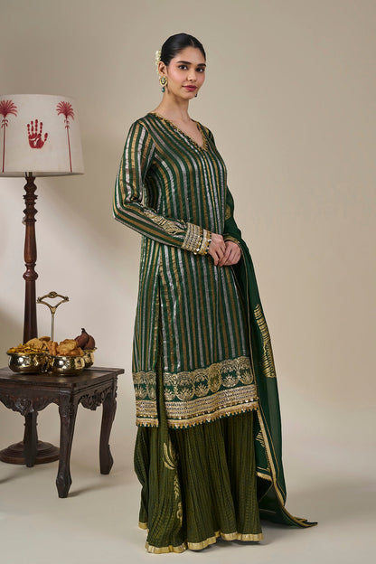 Green Kera Palm Anarkali Set