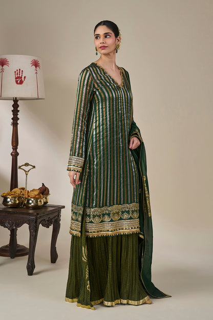 Green Kera Palm Anarkali Set