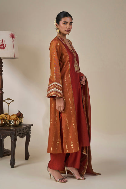 Rust Celestial Moonfall Kurta Set