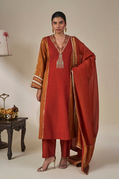 Rust Celestial Moonfall Kurta Set