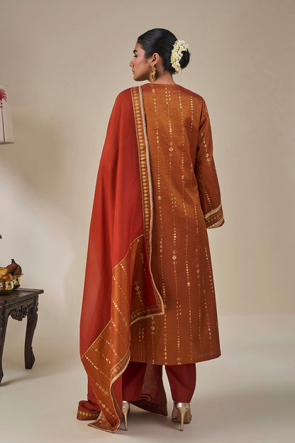 Rust Celestial Moonfall Kurta Set