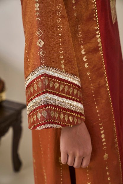 Rust Celestial Moonfall Kurta Set