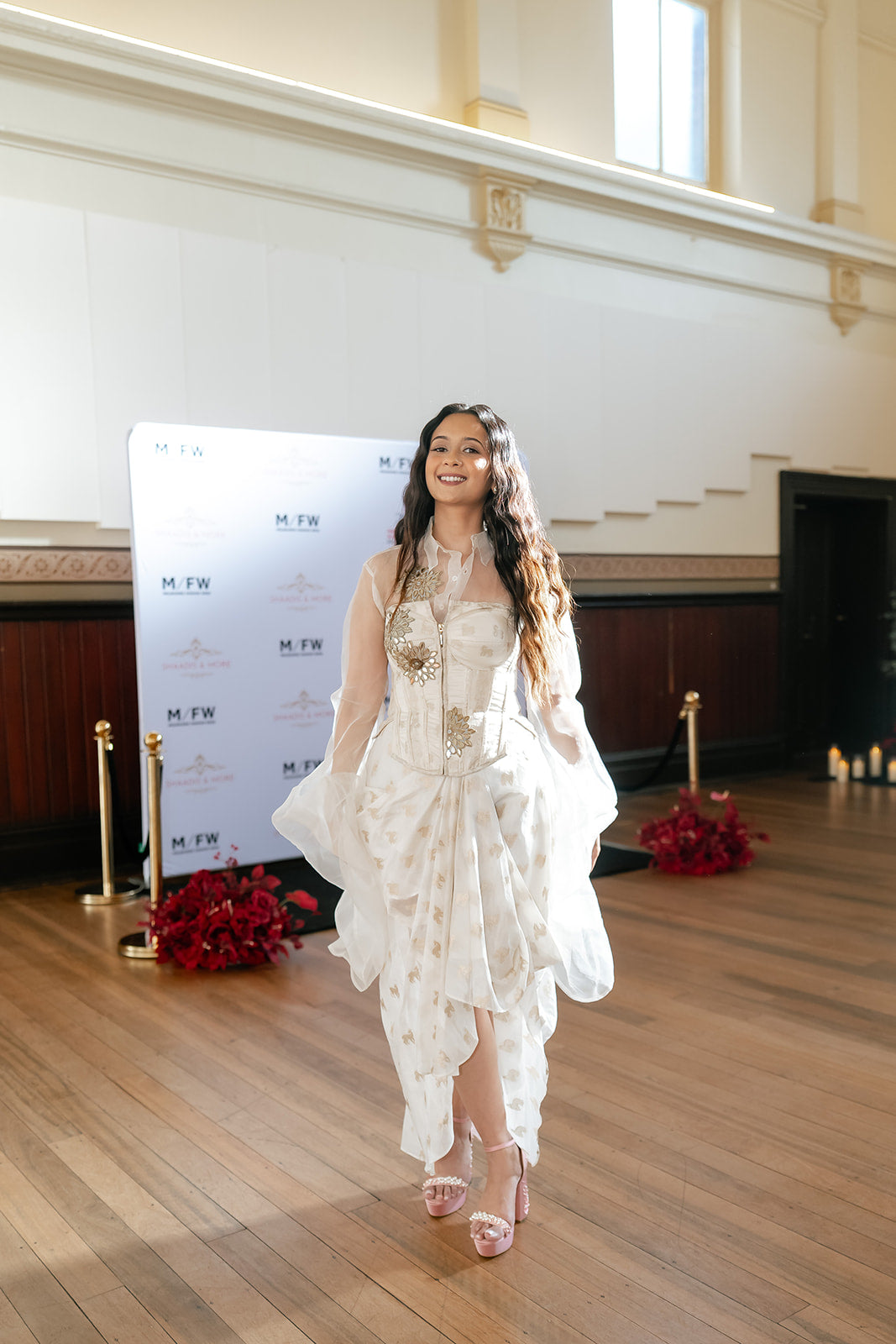 Organza Shirt, Corset and Draped Skirt Set