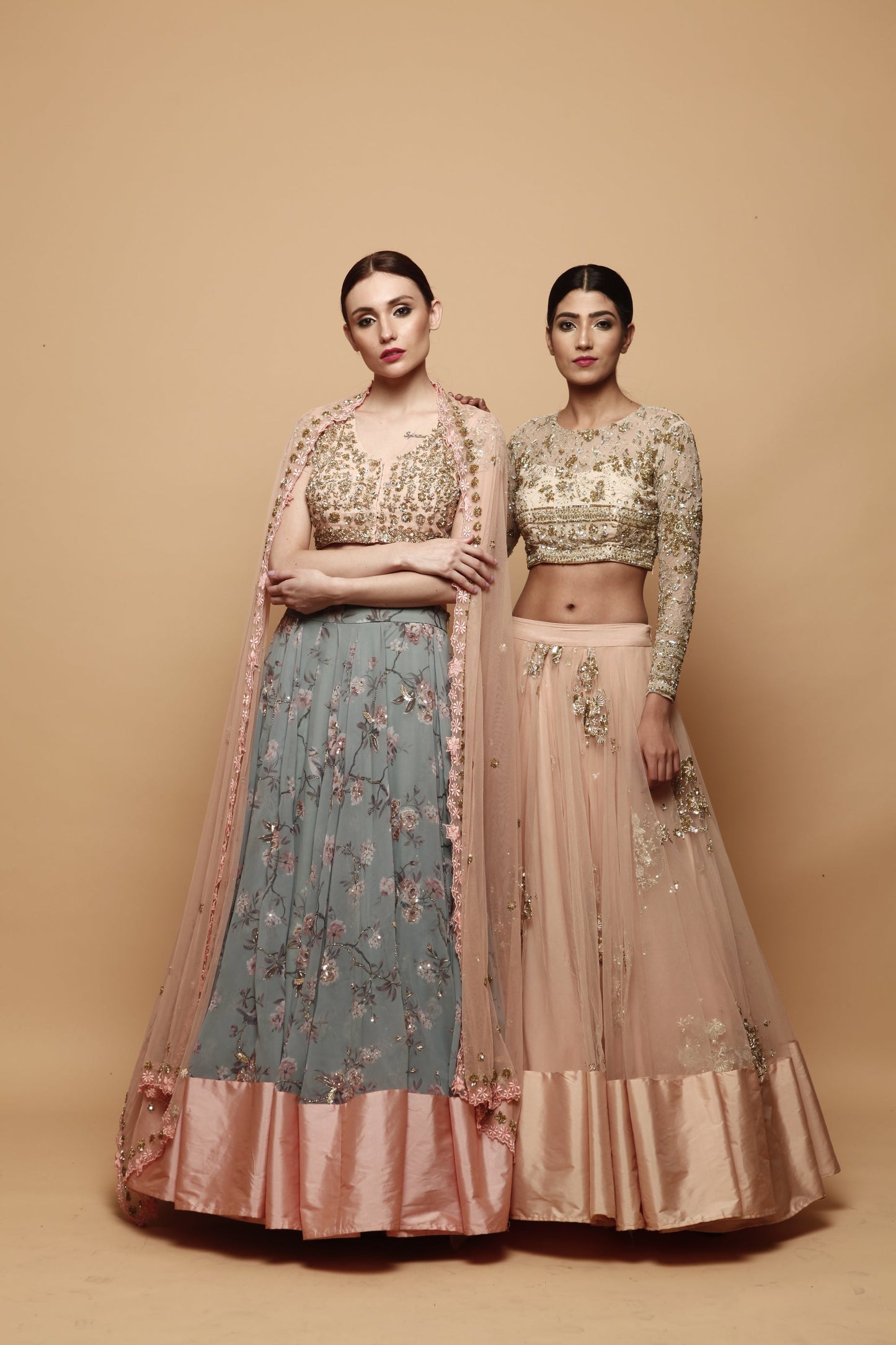 Blue Floral Print Lehenga