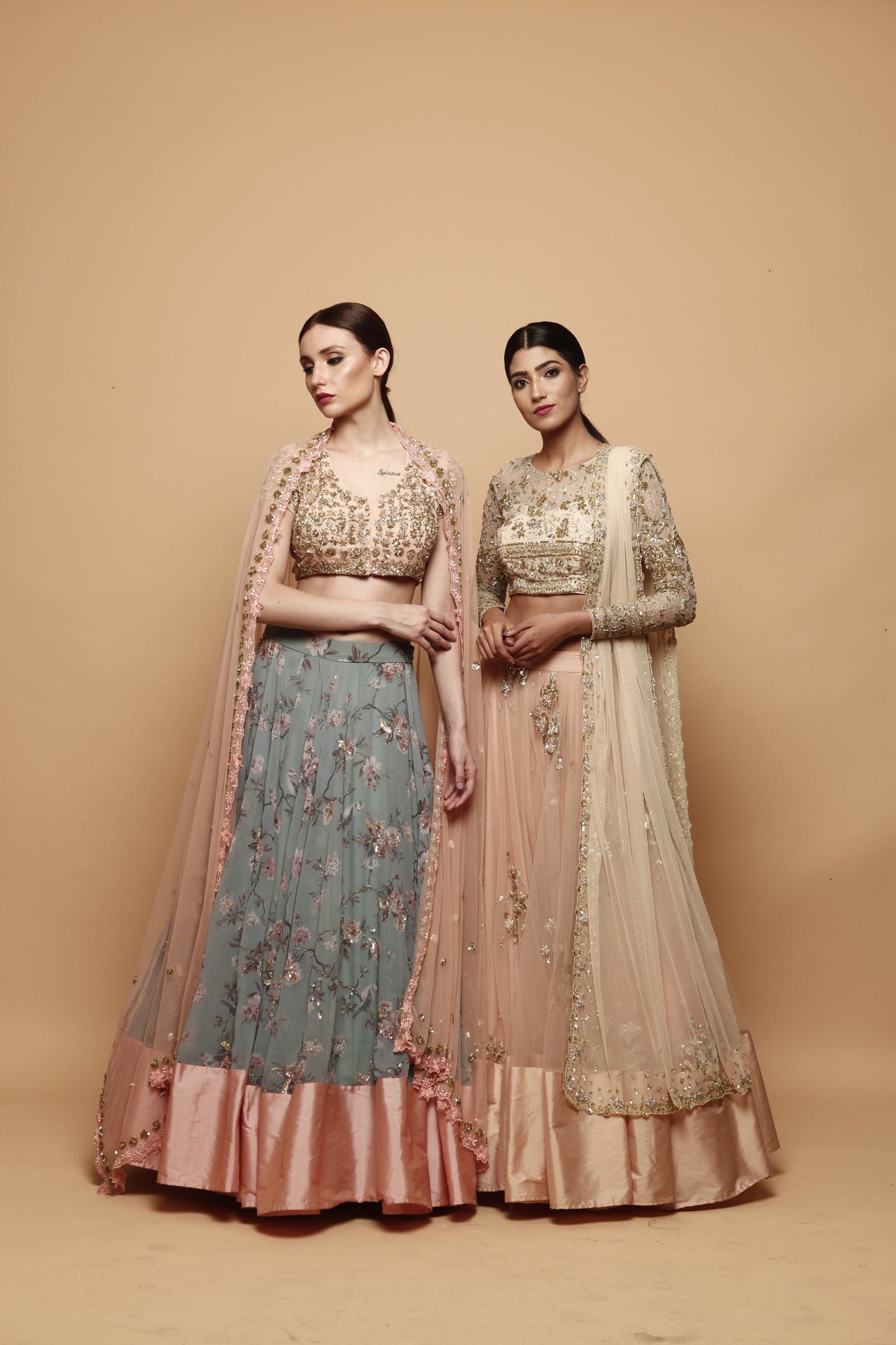 Blue Floral Print Lehenga