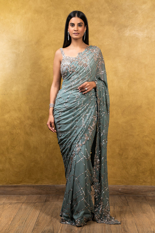 Jade Green Saree