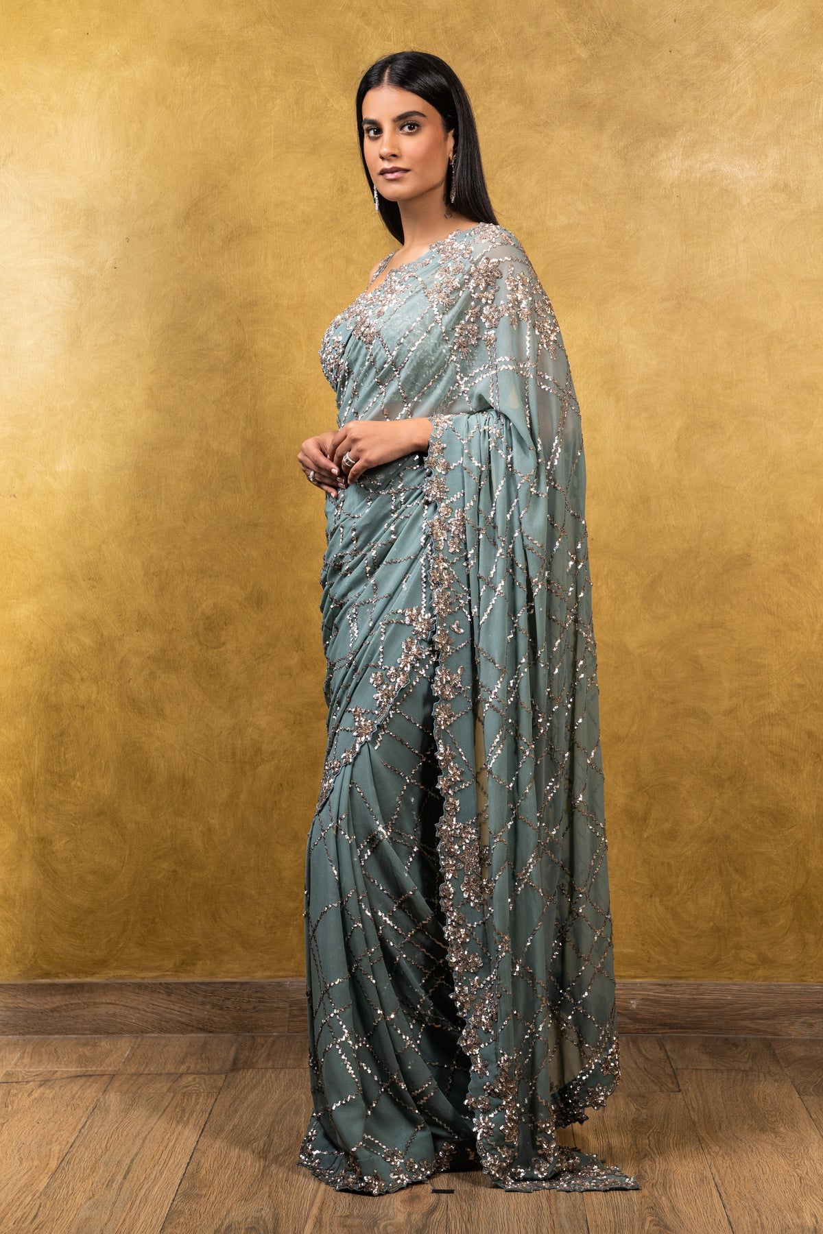 Jade Green Saree