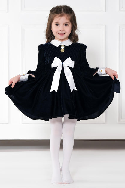 NAVY BLUE VELVET DRESS