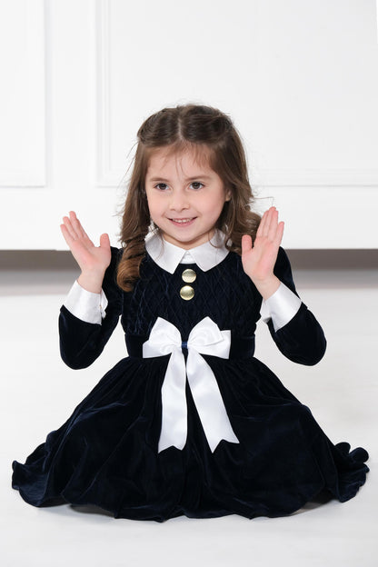 NAVY BLUE VELVET DRESS