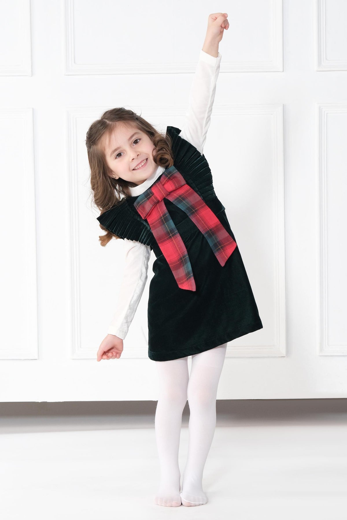 GREEN VELVET PINAFORE