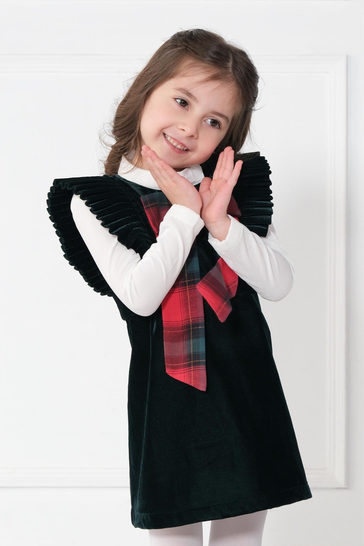 GREEN VELVET PINAFORE