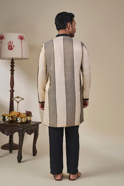 Palm Pillar Black & White Kurta
