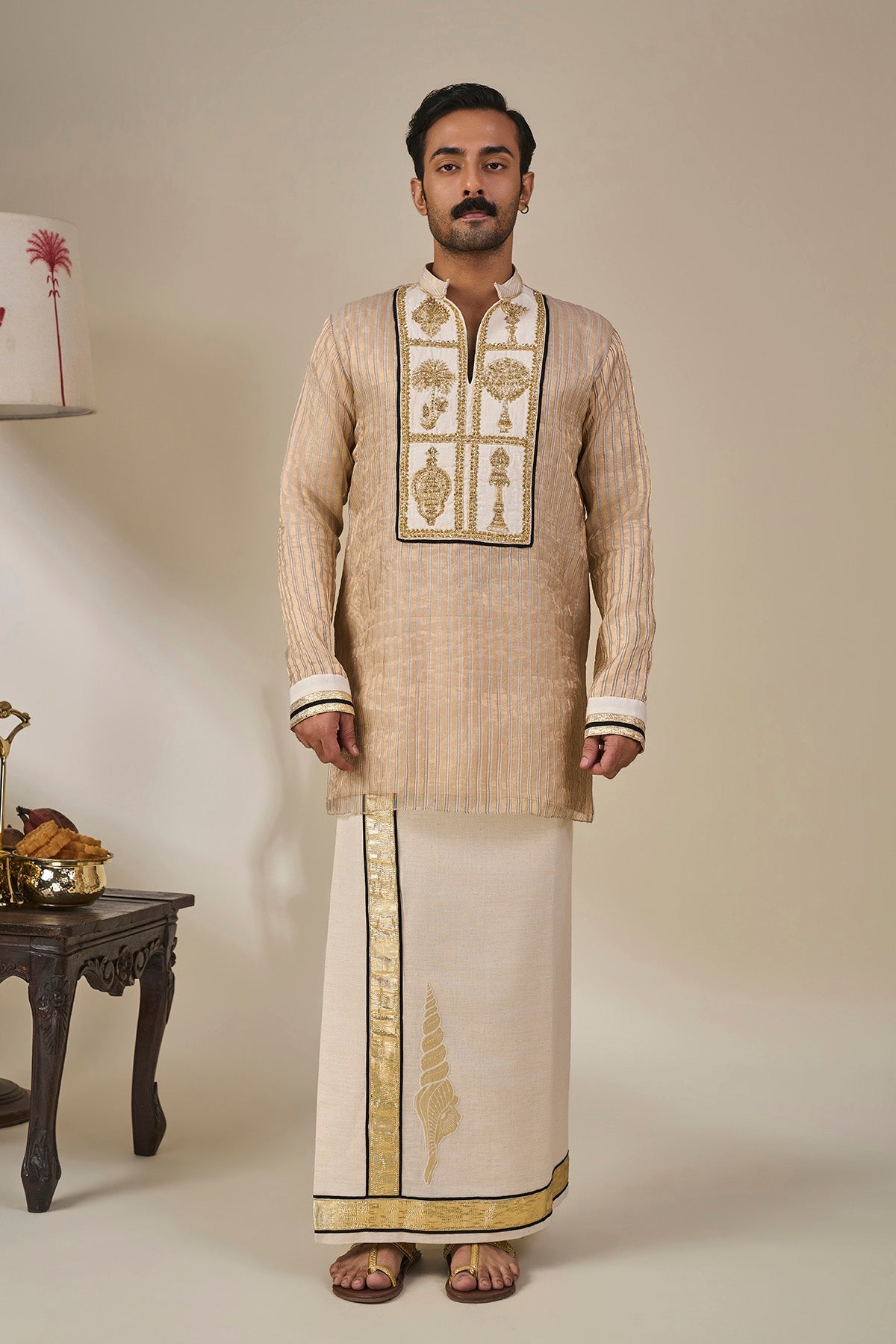 Ivory Kochi Conch Lungi Set