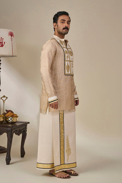Ivory Kochi Conch Lungi Set
