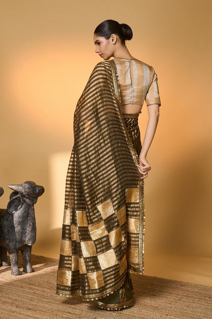 Olive Corncrest Gota Saree
