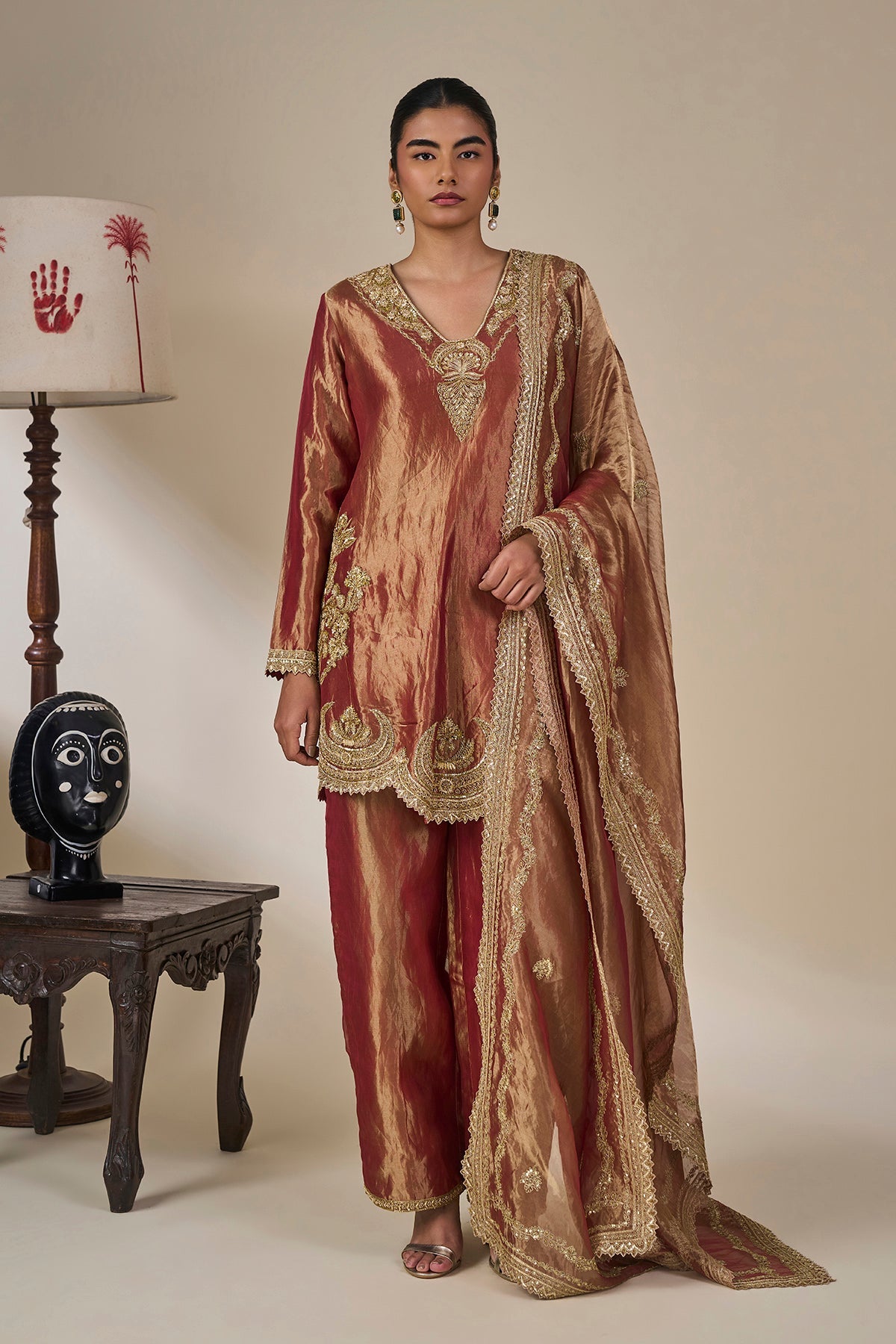 Rust 'Kaju Katli Kahaani' Kurta Set