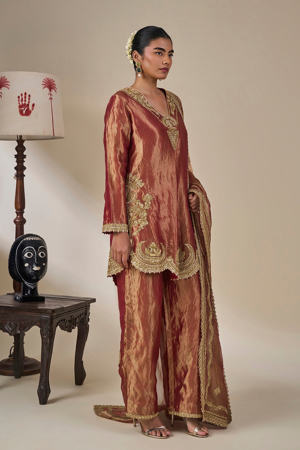 Rust 'Kaju Katli Kahaani' Kurta Set