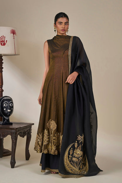 Black 'Gulkand Gulnaar' Anarkali Set