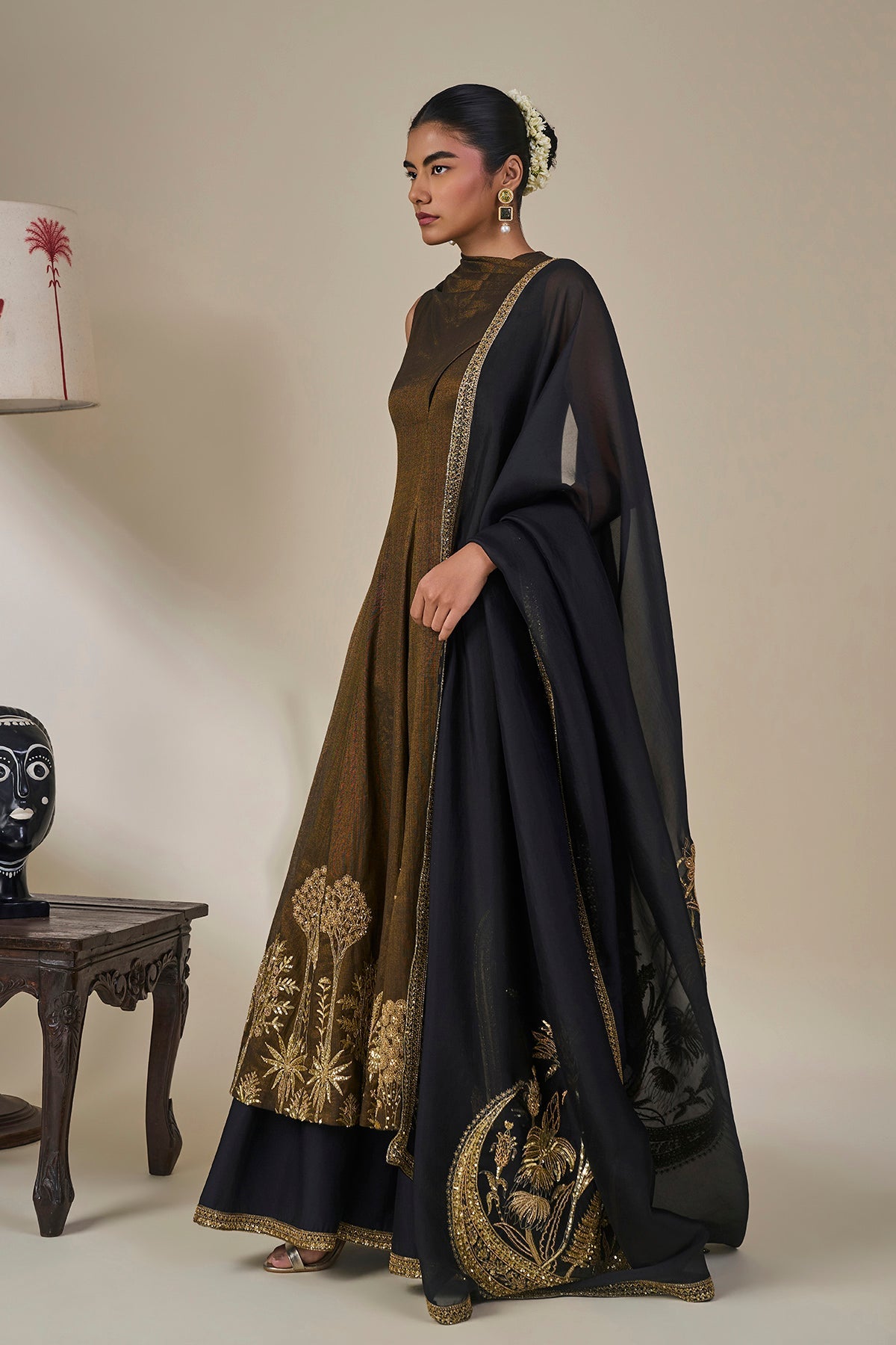 Black 'Gulkand Gulnaar' Anarkali Set