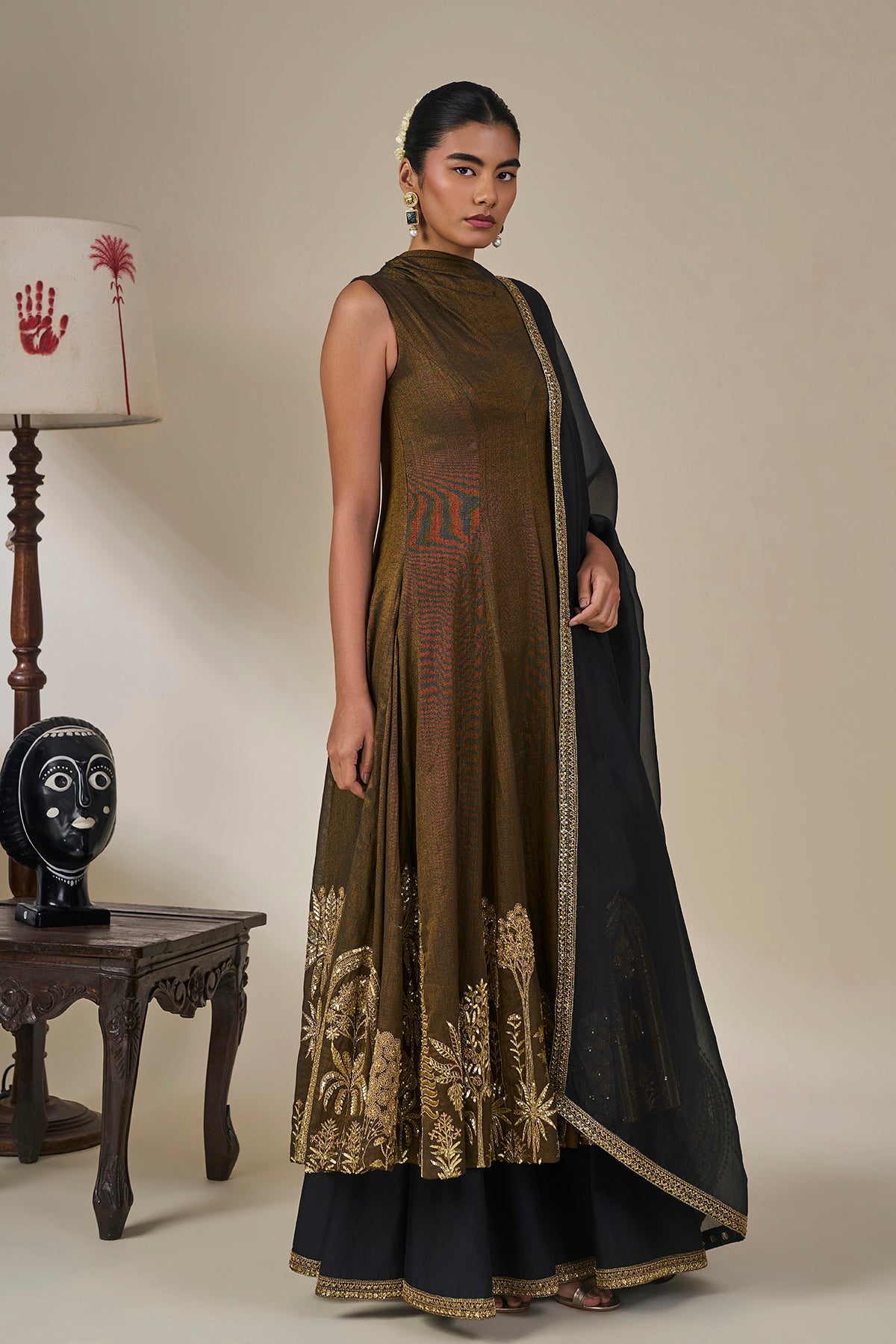 Black 'Gulkand Gulnaar' Anarkali Set