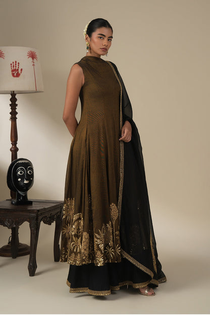 Black 'Gulkand Gulnaar' Anarkali Set