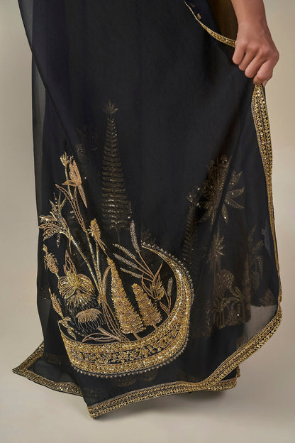 Black 'Gulkand Gulnaar' Anarkali Set