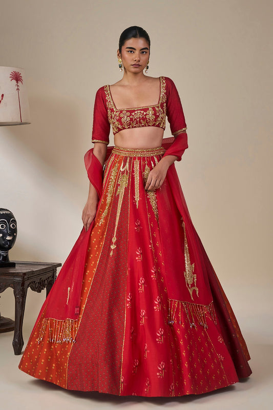 'Rango Sa Jahan' Lehenga in Red