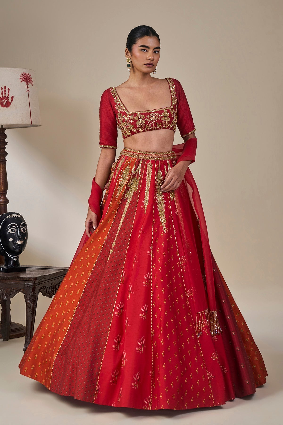 'Rango Sa Jahan' Lehenga in Red