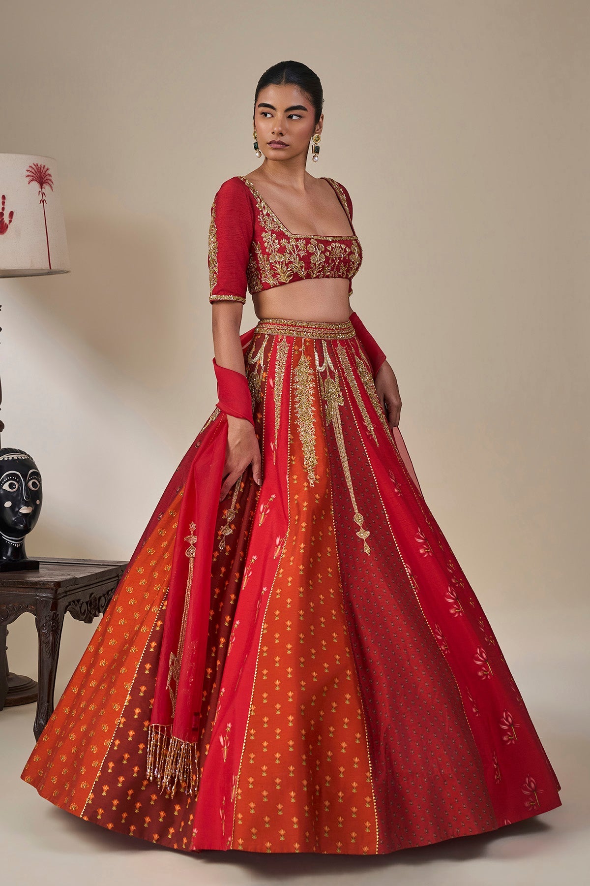 'Rango Sa Jahan' Lehenga in Red
