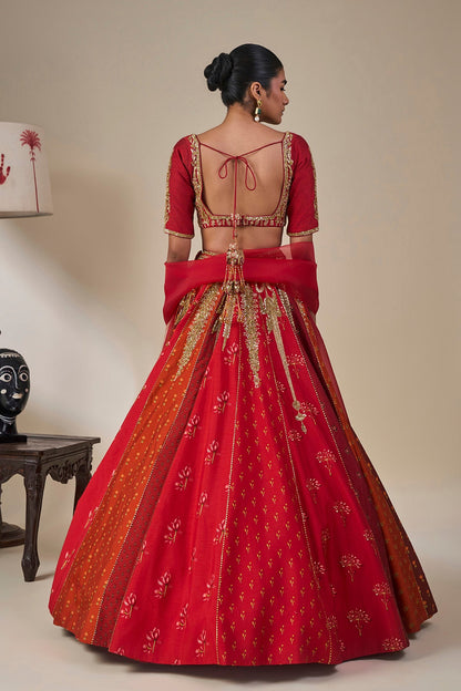 'Rango Sa Jahan' Lehenga in Red