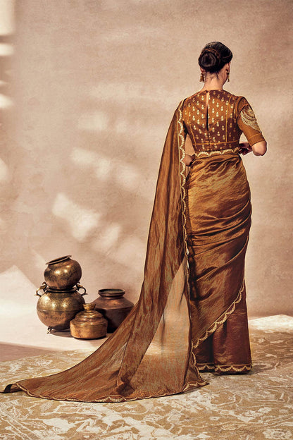 Brown Madakal Tissue Saree