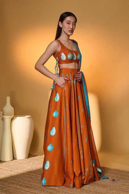 Saffron Sky Striped Lehenga Set