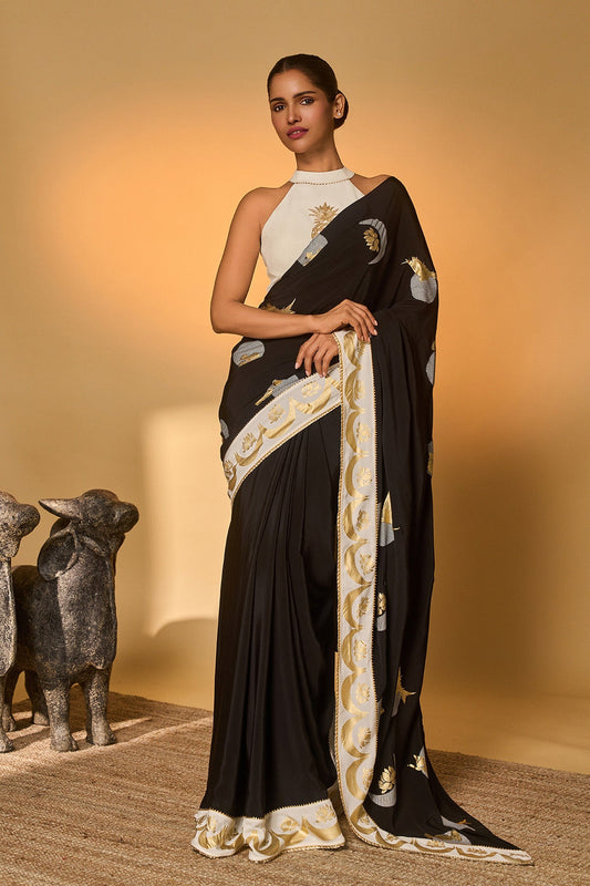 Black & White Polka All Charms Saree