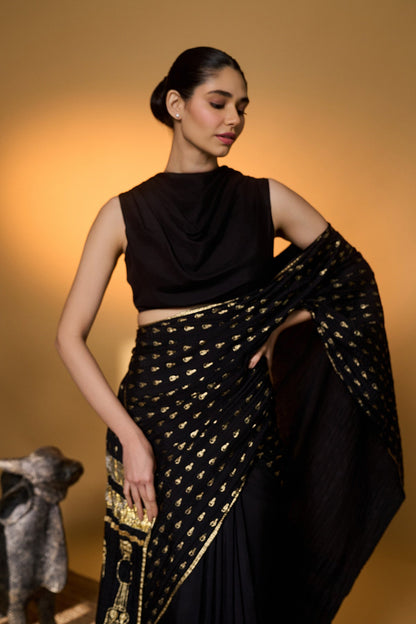 Black Tribal Mask Saree