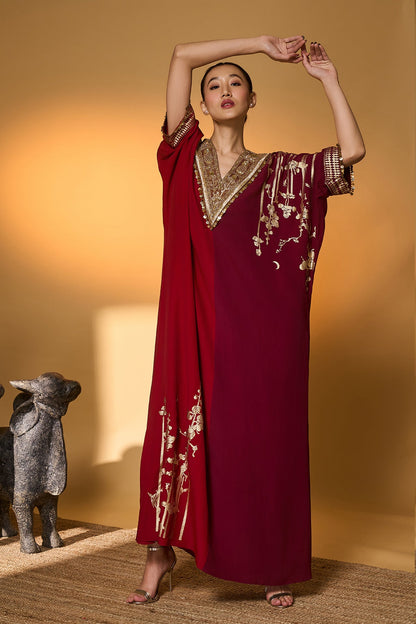 Red & Plum Moonlight Melody Kaftan