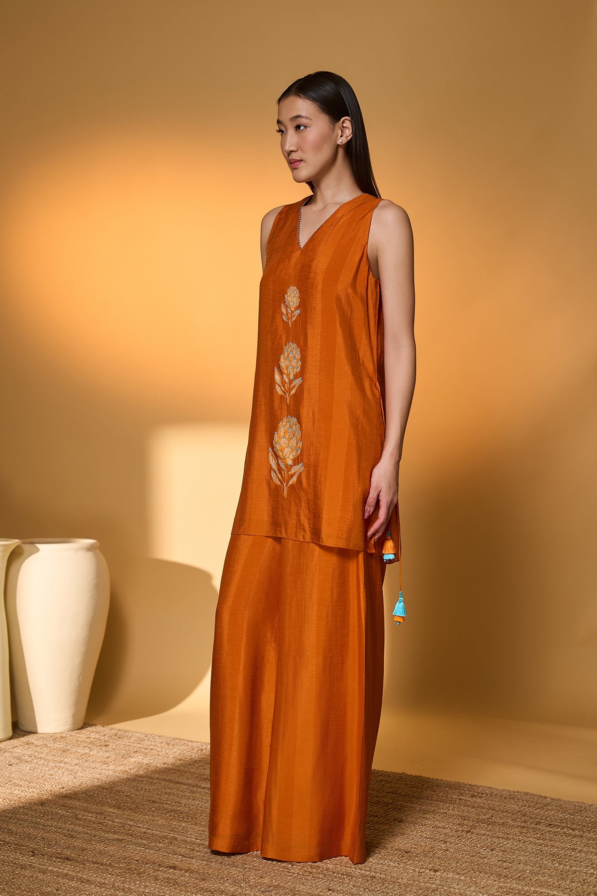 Saffron Sky Striped Kurta Set