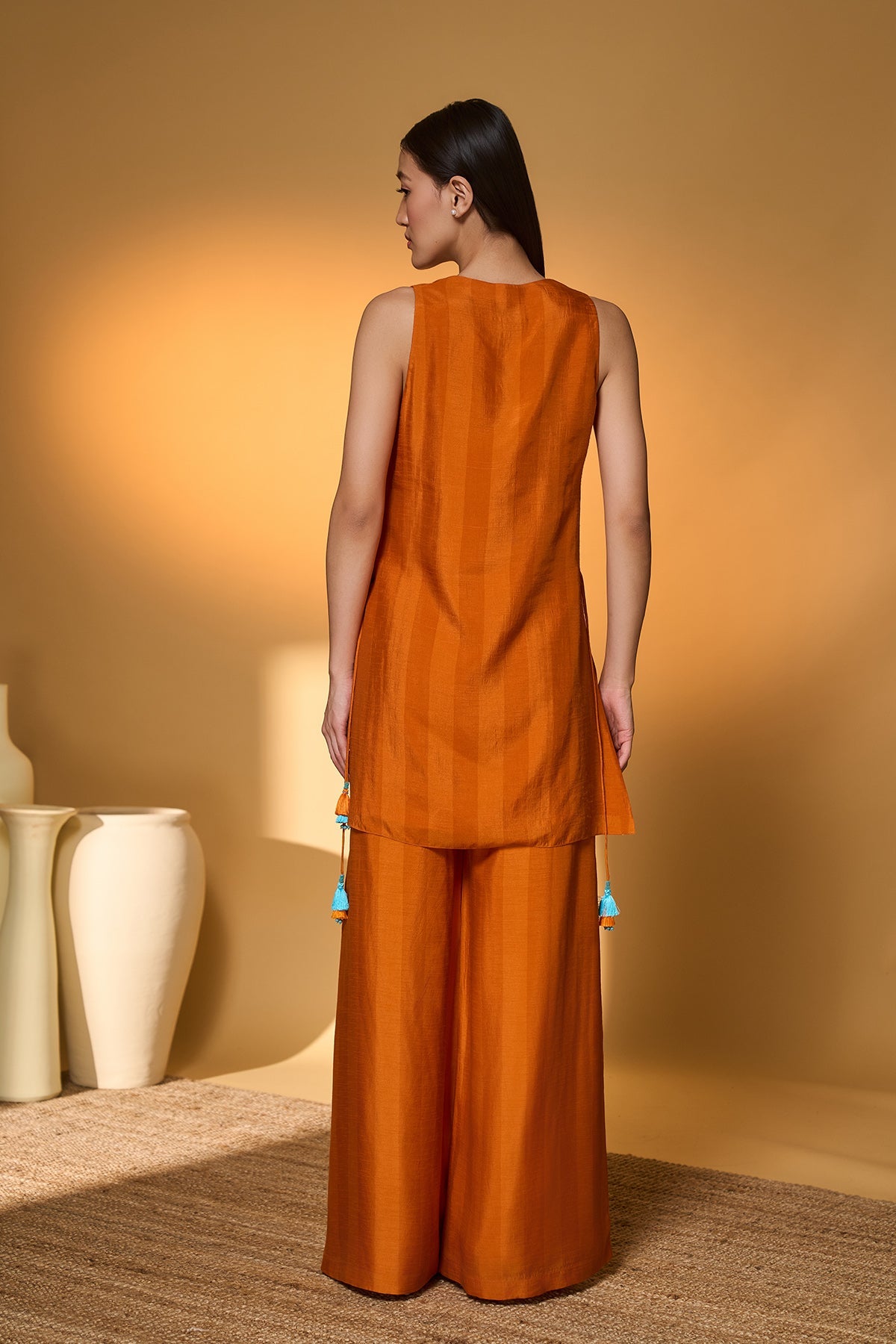 Saffron Sky Striped Kurta Set