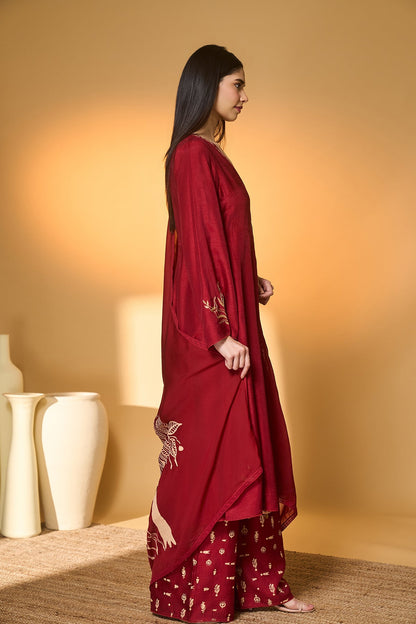 Red Deer Totem Kurta Set