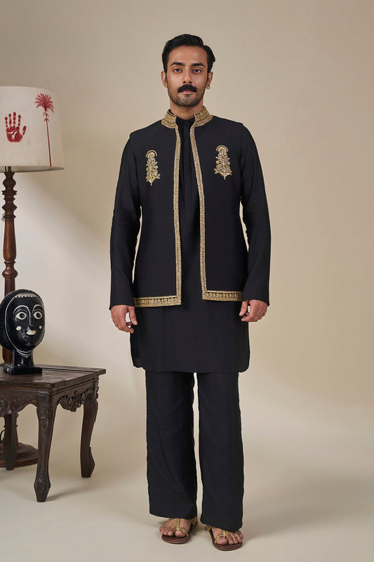 Black 'Khushboo Khwaab' Bandi Set