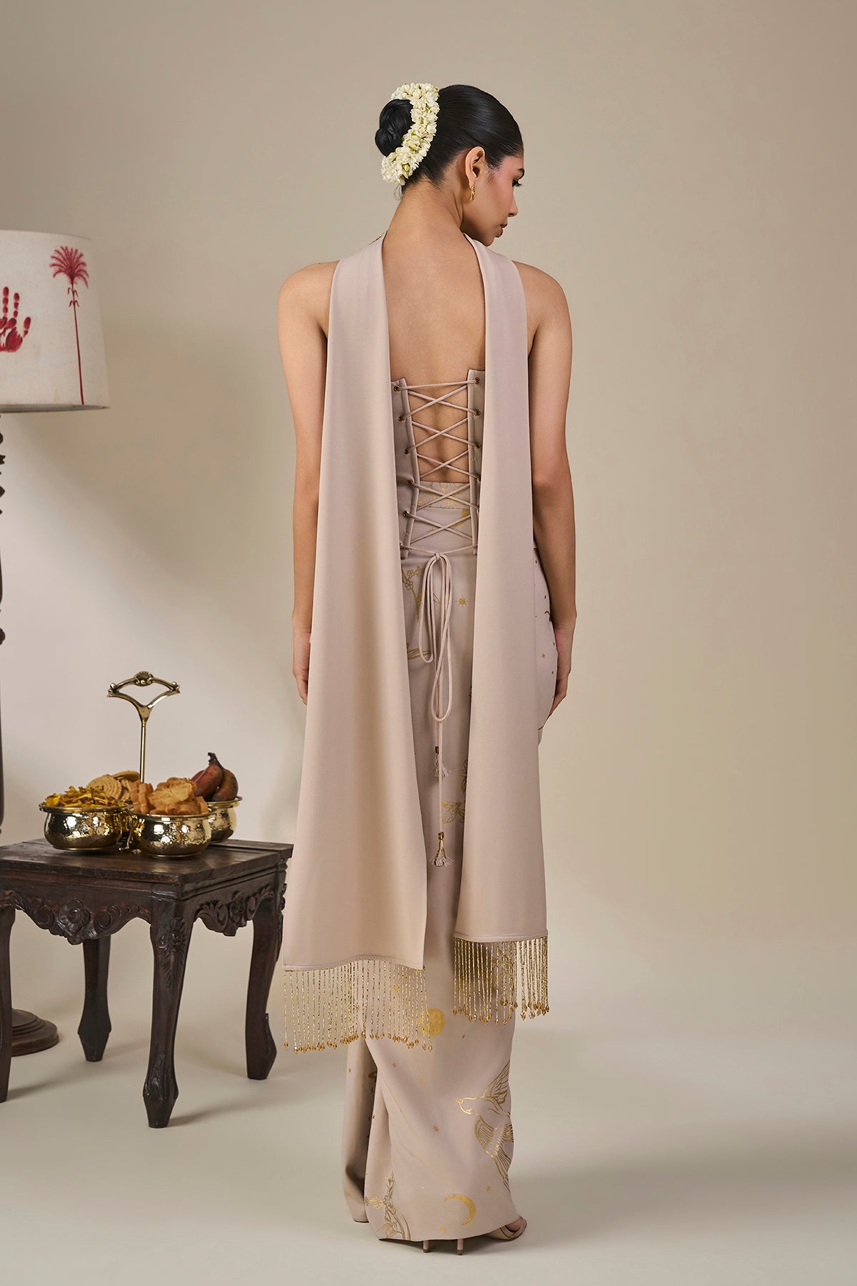 Grey Cosmic Birdsong Corset Set
