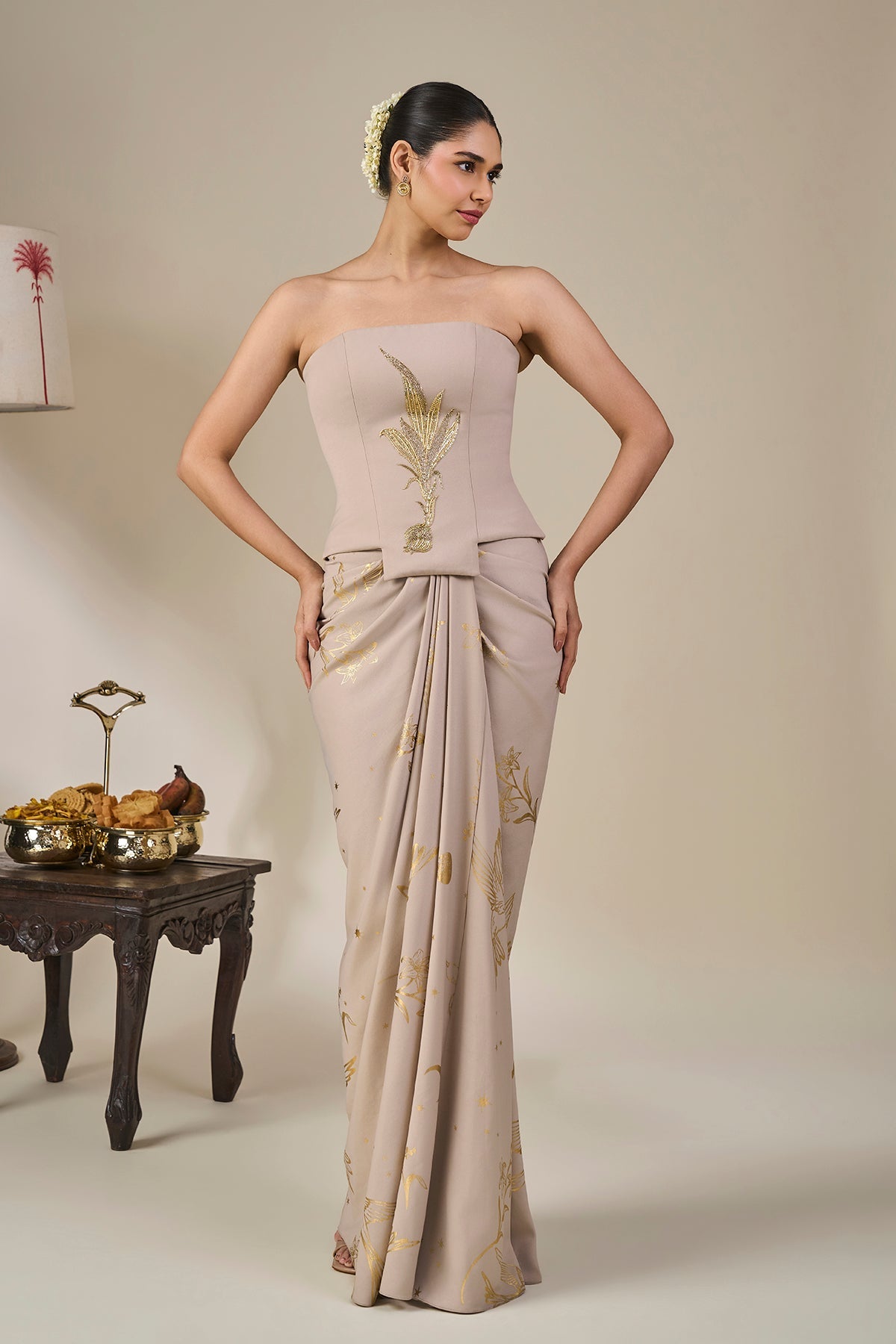 Grey Cosmic Birdsong Corset Set