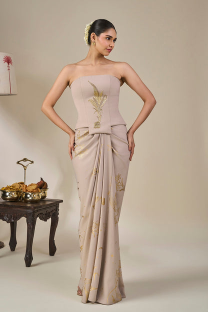 Grey Cosmic Birdsong Corset Set