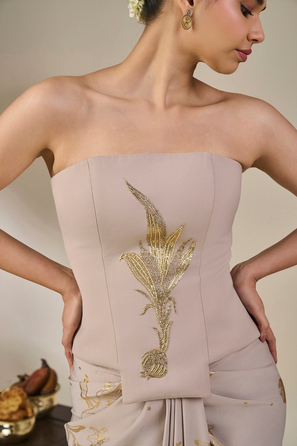 Grey Cosmic Birdsong Corset Set
