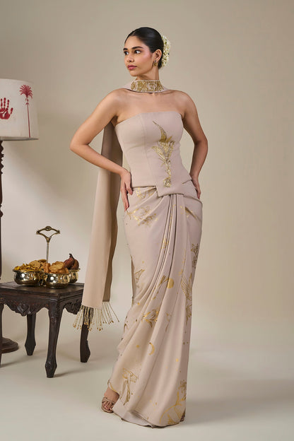 Grey Cosmic Birdsong Corset Set