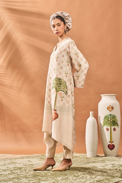 Ivory Checkers Bloom Kurta Set