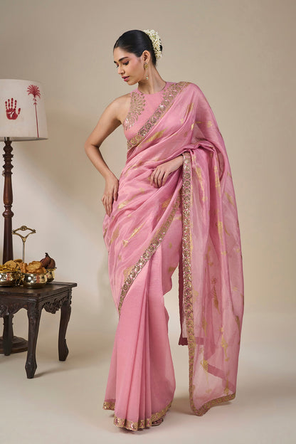 Pink Kochi Counch Saree